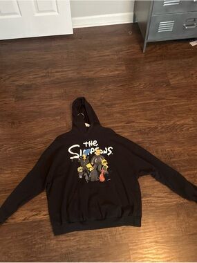 Balenciaga Black Zip-Up Sweater with Multicolor Simpsons Graphic